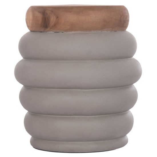 ΤΡΑΠΕΖΙ ΒΟΗΘΗΤΙΚΟ PUFFAT HM18172.03 FIBER CEMENT ΓΚΡΙ- ΞΥΛΟ TEAK TOP Φ45x46Υεκ.