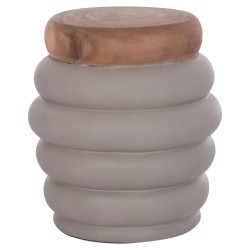 ΤΡΑΠΕΖΙ ΒΟΗΘΗΤΙΚΟ PUFFAT HM18172.03 FIBER CEMENT ΓΚΡΙ- ΞΥΛΟ TEAK TOP Φ45x46Υεκ.