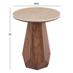 ΤΡΑΠΕΖΙ ΒΟΗΘΗΤΙΚΟ VENERA HM18442 ΚΕΡΑΜΙΚΟ TOP ΟΨΗ ΤΡΑΒΕΡΤΙΝΑΣ-MDF ΚΑΡΥΔΙ Φ45x50Υεκ.