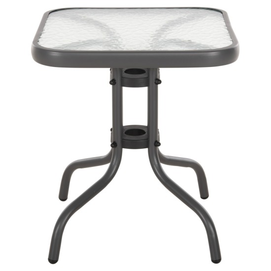 ΤΡΑΠΕΖΙ ΒΟΗΘΗΤΙΚΟ FIGO HM6067.01 ΜΕΤΑΛΛΙΚΟ ΓΚΡΙ-ΓΥΑΛΙΝΗ ΕΠΙΦΑΝΕΙΑ 45x45x51Yεκ