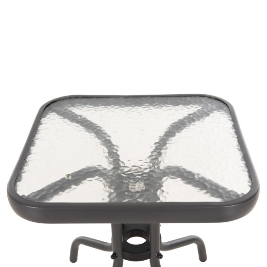 ΤΡΑΠΕΖΙ ΒΟΗΘΗΤΙΚΟ FIGO HM6067.01 ΜΕΤΑΛΛΙΚΟ ΓΚΡΙ-ΓΥΑΛΙΝΗ ΕΠΙΦΑΝΕΙΑ 45x45x51Yεκ