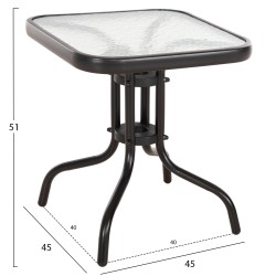 ΤΡΑΠΕΖΙ ΒΟΗΘΗΤΙΚΟ FIGO HM6067.03 ΜΕΤΑΛΛΙΚΟ ΜΑΥΡΟ-ΓΥΑΛΙΝΗ ΕΠΙΦΑΝΕΙΑ 45x45x51Yεκ