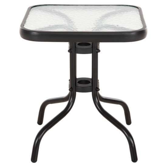 ΤΡΑΠΕΖΙ ΒΟΗΘΗΤΙΚΟ FIGO HM6067.03 ΜΕΤΑΛΛΙΚΟ ΜΑΥΡΟ-ΓΥΑΛΙΝΗ ΕΠΙΦΑΝΕΙΑ 45x45x51Yεκ