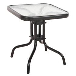 ΤΡΑΠΕΖΙ ΒΟΗΘΗΤΙΚΟ FIGO HM6067.03 ΜΕΤΑΛΛΙΚΟ ΜΑΥΡΟ-ΓΥΑΛΙΝΗ ΕΠΙΦΑΝΕΙΑ 45x45x51Yεκ