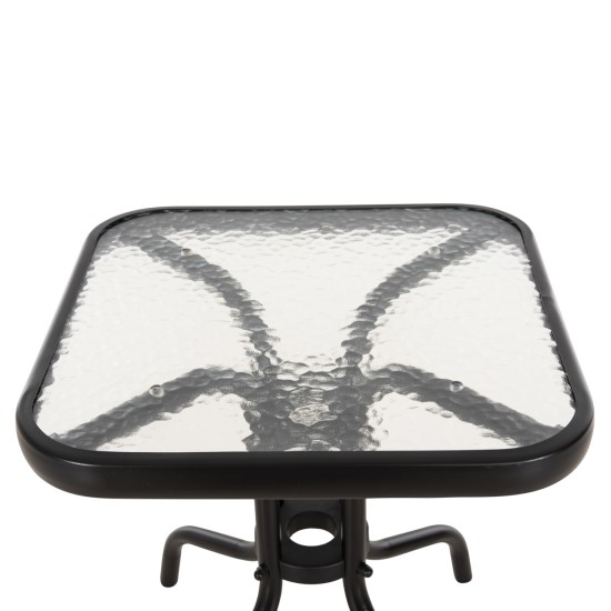 ΤΡΑΠΕΖΙ ΒΟΗΘΗΤΙΚΟ FIGO HM6067.03 ΜΕΤΑΛΛΙΚΟ ΜΑΥΡΟ-ΓΥΑΛΙΝΗ ΕΠΙΦΑΝΕΙΑ 45x45x51Yεκ