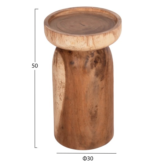 ΤΡΑΠΕΖΙ ΒΟΗΘΗΤΙΚΟ LOKI HM9899.11 ΜΑΣΙΦ ΞΥΛΟ SUAR ΣΕ ΦΥΣΙΚΟ Φ30x50Υεκ.