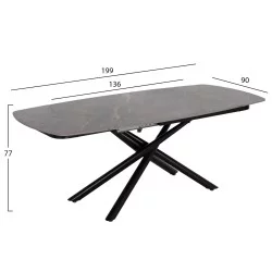 ΤΡΑΠΕΖΙ ΕΠΕΚΤΕΙΝΟΜΕΝΟ VANTA HM18408 ΚΕΡΑΜΙΚΟ TOP ΣΕ ΓΚΡΙ ΜΑΡΜΑΡΟ 136-199x90x77Υεκ