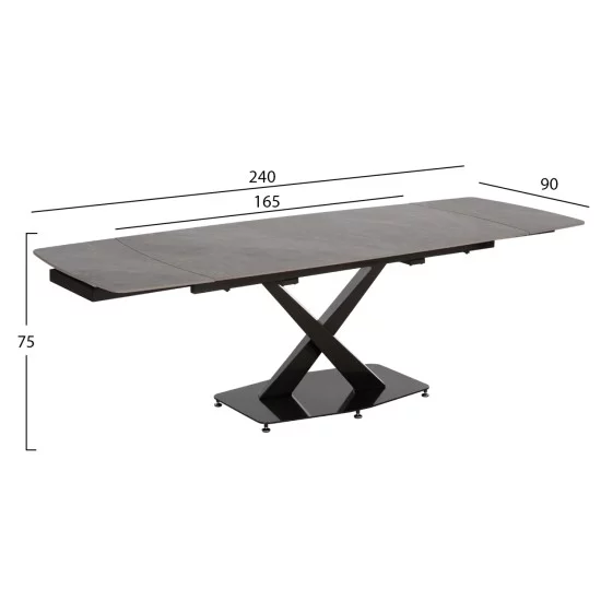 ΤΡΑΠΕΖΙ ΕΠΕΚΤΕΙΝΟΜΕΝΟ HOKU HM18410 ΚΕΡΑΜΙΚΟ TOP ΣΕ ΓΚΡΙ ΜΑΡΜΑΡΟ 165/240x90x75Υεκ.