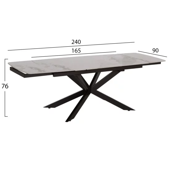 ΤΡΑΠΕΖΙ ΕΠΕΚΤΕΙΝΟΜΕΝΟ AIRA HM18411 ΚΕΡΑΜΙΚΟ TOP ΣΕ ΛΕΥΚΟ/ΚΑΦΕ ΜΑΡΜΑΡΟ 165/240x90x76Υεκ