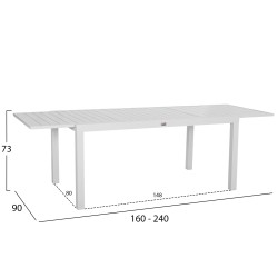 ΤΡΑΠΕΖΙ ΕΠΕΚΤΕΙΝΟΜΕΝΟ KRUM HM6277.01 ΑΛΟΥΜΙΝΙΟ ΛΕΥΚΟ 160-240x90x73Υεκ.