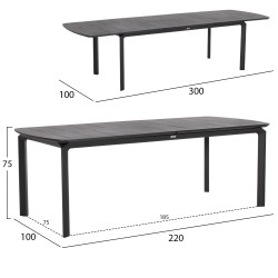 ΤΡΑΠΕΖΙ ΕΠΕΚΤΕΙΝΟΜΕΝΟ SYMPO HM6415.01 ΓΚΡΙ ΑΛΟΥΜΙΝΙΟ 220-300x100x75Υεκ