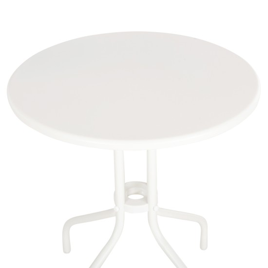 ΤΡΑΠΕΖΙ ΕΞ.ΧΩΡΟΥ ΣΤΡΟΓΓΥΛΟ LINO HM5973.02 ΜΕΤΑΛΛΙΚΟ ΛΕΥΚΟ Φ60x70Υεκ.