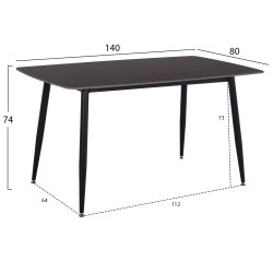 ΤΡΑΠΕΖΙ RAVEN HM18149.02 ΚΕΡΑΜΙΚΟ TOP ΜΕ ΟΨΗ ΜΑΥΡΟ ΜΑΡΜΑΡΟ 140x80x74Υεκ.