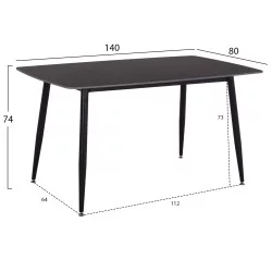 ΤΡΑΠΕΖΙ RAVEN HM18149.02 ΚΕΡΑΜΙΚΟ TOP ΜΕ ΟΨΗ ΜΑΥΡΟ ΜΑΡΜΑΡΟ 140x80x74Υεκ.