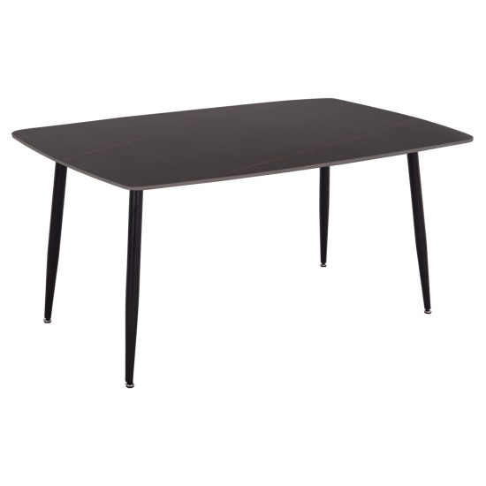 ΤΡΑΠΕΖΙ RAVEN HM18150.02 ΚΕΡΑΜΙΚΟ TOP ΜΕ ΟΨΗ ΜΑΥΡΟ ΜΑΡΜΑΡΟ 160x80x74Υεκ.