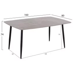 ΤΡΑΠΕΖΙ RAVEN HM18150.13 ΚΕΡΑΜΙΚΟ TOP ΜΕ ΟΨΗ ΓΚΡΙ ΜΑΡΜΑΡΟ 160x80x74Υεκ.