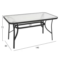 ΤΡΑΠΕΖΙ BRUNO HM5106.03 ΜΑΥΡΟ ΜΕΤΑΛΛΙΚΟ ΜΕ ΓΥΑΛΙΝΗ ΕΠΙΦΑΝΕΙΑ 140Χ80Χ72Υεκ