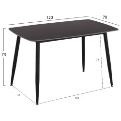ΤΡΑΠΕΖΙ RAVEN HM9854.02 ΚΕΡΑΜΙΚΟ TOP ΜΑΥΡΟ ΜΑΡΜΑΡΟ-ΜΑΥΡΟ ΜΕΤΑΛΛΟ 120x70x73Υεκ.