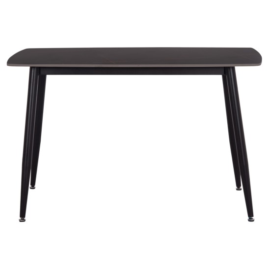 ΤΡΑΠΕΖΙ RAVEN HM9854.02 ΚΕΡΑΜΙΚΟ TOP ΜΑΥΡΟ ΜΑΡΜΑΡΟ-ΜΑΥΡΟ ΜΕΤΑΛΛΟ 120x70x73Υεκ.