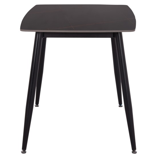 ΤΡΑΠΕΖΙ RAVEN HM9854.02 ΚΕΡΑΜΙΚΟ TOP ΜΑΥΡΟ ΜΑΡΜΑΡΟ-ΜΑΥΡΟ ΜΕΤΑΛΛΟ 120x70x73Υεκ.