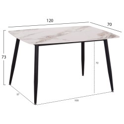 ΤΡΑΠΕΖΙ RAVEN HM9854.04 ΚΕΡΑΜΙΚΟ TOP ΜΕ ΟΨΗ ΜΑΡΜΑΡΟΥ τ.CALACATTA 120x70x73Υεκ.