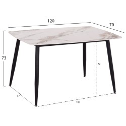 ΤΡΑΠΕΖΙ RAVEN HM9854.04 ΚΕΡΑΜΙΚΟ TOP ΜΕ ΟΨΗ ΜΑΡΜΑΡΟΥ τ.CALACATTA 120x70x73Υεκ.