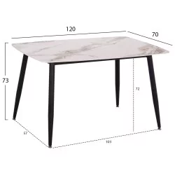 ΤΡΑΠΕΖΙ RAVEN HM9854.04 ΚΕΡΑΜΙΚΟ TOP ΜΕ ΟΨΗ ΜΑΡΜΑΡΟΥ τ.CALACATTA 120x70x73Υεκ.