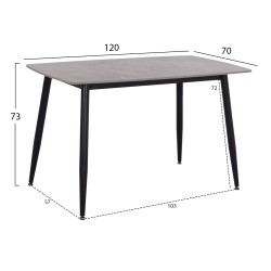 ΤΡΑΠΕΖΙ RAVEN HM9854.13 ΚΕΡΑΜΙΚΟ TOP ΓΚΡΙ ΜΑΡΜΑΡΟ-ΜΑΥΡΟ ΜΕΤΑΛΛΟ 120x70x73Υεκ.