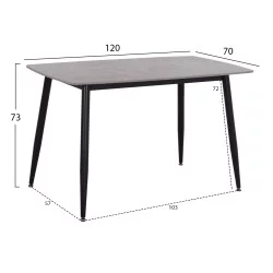ΤΡΑΠΕΖΙ RAVEN HM9854.13 ΚΕΡΑΜΙΚΟ TOP ΓΚΡΙ ΜΑΡΜΑΡΟ-ΜΑΥΡΟ ΜΕΤΑΛΛΟ 120x70x73Υεκ.