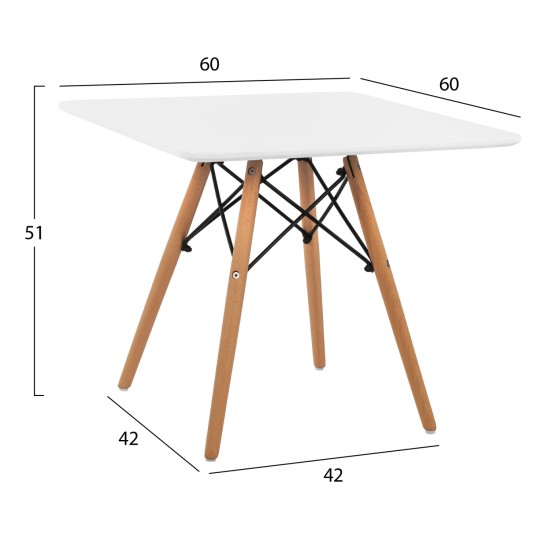 ΤΡΑΠΕΖΙ MINIMAL KID 60X60X51Yεκ. ΛΕΥΚΟ HM8452.01