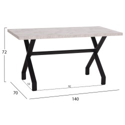 ΤΡΑΠΕΖΙ ΚΟΥΖΙΝΑΣ LANA HM18221.01 ΜΕΛΑΜΙΝΗ ΛΕΥΚΟ ΜΑΡΜΑΡΟ-ΜΑΥΡΑ ΜΕΤΑΛ.ΠΟΔΙΑ 140x70x72Υεκ