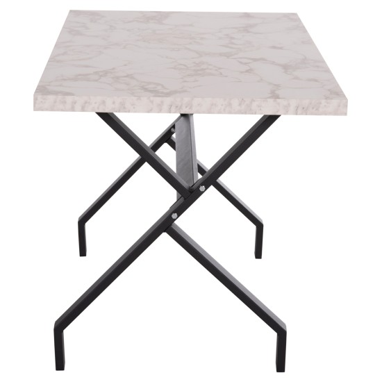 ΤΡΑΠΕΖΙ ΚΟΥΖΙΝΑΣ LANA HM18221.01 ΜΕΛΑΜΙΝΗ ΛΕΥΚΟ ΜΑΡΜΑΡΟ-ΜΑΥΡΑ ΜΕΤΑΛ.ΠΟΔΙΑ 140x70x72Υεκ