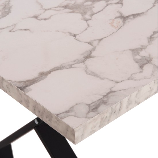 ΤΡΑΠΕΖΙ ΚΟΥΖΙΝΑΣ LANA HM18221.01 ΜΕΛΑΜΙΝΗ ΛΕΥΚΟ ΜΑΡΜΑΡΟ-ΜΑΥΡΑ ΜΕΤΑΛ.ΠΟΔΙΑ 140x70x72Υεκ