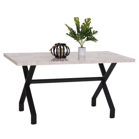 ΤΡΑΠΕΖΙ ΚΟΥΖΙΝΑΣ LANA HM18221.01 ΜΕΛΑΜΙΝΗ ΛΕΥΚΟ ΜΑΡΜΑΡΟ-ΜΑΥΡΑ ΜΕΤΑΛ.ΠΟΔΙΑ 140x70x72Υεκ