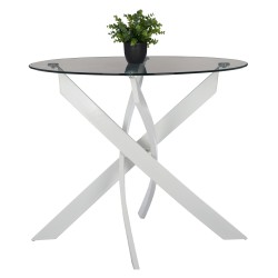 ΤΡΑΠΕΖΙ ΚΟΥΖΙΝΑΣ ΣΤΡΟΓΓΥΛΟ JAFARU HM8499.13 ΛΕΥΚΑ ΜΕΤΑΛ.ΠΟΔΙΑ Φ90x75Yεκ.