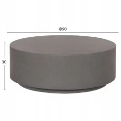 ΤΡΑΠΕΖΙ ΜΕΣΗΣ ΣΤΡΟΓΓΥΛΟ KYOKO HM6579.01 ΓΚΡΙ FIBER CEMENT Φ90x30Υεκ.