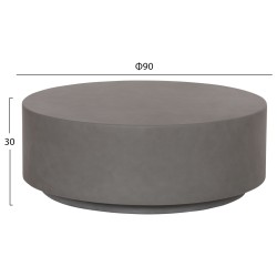 ΤΡΑΠΕΖΙ ΜΕΣΗΣ ΣΤΡΟΓΓΥΛΟ KYOKO HM6579.01 ΓΚΡΙ FIBER CEMENT Φ90x30Υεκ.