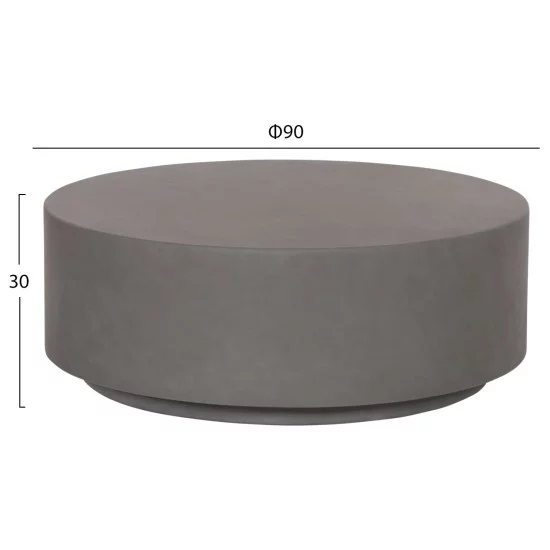 ΤΡΑΠΕΖΙ ΜΕΣΗΣ ΣΤΡΟΓΓΥΛΟ KYOKO HM6579.01 ΓΚΡΙ FIBER CEMENT Φ90x30Υεκ.