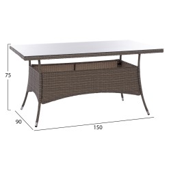 ΤΡΑΠΕΖΙ ΜΕΤΑΛΛΙΚΟ MINSK RATTAN ΓΚΡΙ HM5507.01 150x90x75Υ εκ. ΤΡΑΠΕΖΙ ΜΕΤΑΛΛΙΚΟ MINSK RATTAN ΓΚΡΙ HM5507.01 150x90x75Υ εκ.