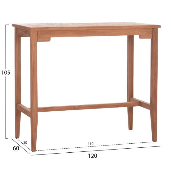 ΤΡΑΠΕΖΙ ΜΠΑΡ CRANSTON HM18111 ΞΥΛΟ ΤΕΑΚ--ΦΥΣΙΚΟ ΧΡΩΜΑ 120x60x105Υεκ.