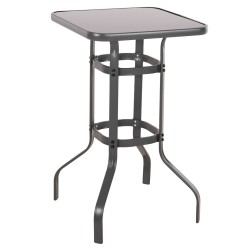 ΤΡΑΠΕΖΙ ΜΠΑΡ ΤΕΤΡΑΓΩΝΟ FIGGY HM6066.01 ΜΕΤΑΛΛΙΚΟ ΓΚΡΙ-ΓΥΑΛΙ ΑΣΦΑΛΕΙΑΣ 60x60x100Υεκ