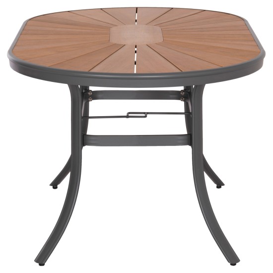 ΤΡΑΠΕΖΙ ΟΒΑΛ ΕΞ.ΧΩΡΟΥ TELAMO HM6288.01 ΑΛΟΥΜΙΝΙΟ ΑΝΘΡΑΚΙ-POLYWOOD ΦΥΣΙΚΟ 160x90x73,5Υεκ