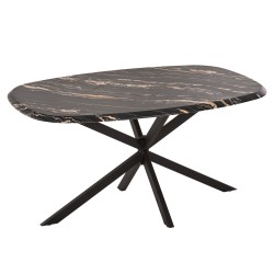 ΤΡΑΠΕΖΙ ΟΒΑΛ RODDEN HM11903.02 ΜΕ WERZALIT BLACK/GOLD MARBLE-ΜΑΥΡΗ ΒΑΣΗ 146x94x75Υεκ