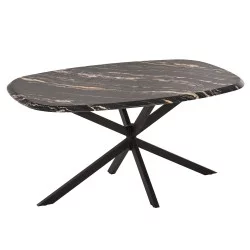 ΤΡΑΠΕΖΙ ΟΒΑΛ RODDEN HM11903.02 ΜΕ WERZALIT BLACK/GOLD MARBLE-ΜΑΥΡΗ ΒΑΣΗ 146x94x75Υεκ