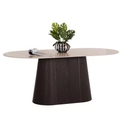 ΤΡΑΠΕΖΙ ΟΒΑΛ CATER HM18320 ΚΕΡΑΜΙΚΟ TOP ΟΨΗ ΤΡΑΒΕΡΤΙΝΑΣ-MDF ΒΑΣΗ 180x90x74Υεκ
