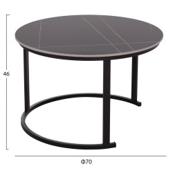 ΤΡΑΠΕΖΙ ΣΑΛΟΝΙΟΥ 2ΤΜΧ TALOS ΚΕΡΑΜΙΚΟ TOP ΜΕ ΟΨΗ ΜΑΥΡΟΥ ΜΑΡΜΑΡΟΥ HM18140.02 Φ70+Φ50