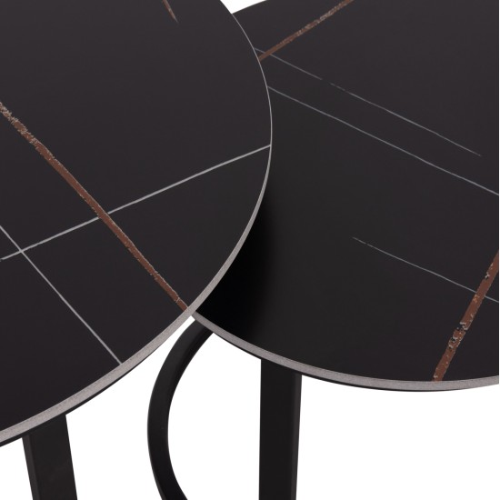 ΤΡΑΠΕΖΙ ΣΑΛΟΝΙΟΥ 2ΤΜΧ TALOS ΚΕΡΑΜΙΚΟ TOP ΜΕ ΟΨΗ ΜΑΥΡΟΥ ΜΑΡΜΑΡΟΥ HM18140.02 Φ70+Φ50