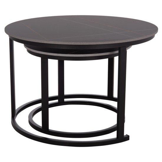 ΤΡΑΠΕΖΙ ΣΑΛΟΝΙΟΥ 2ΤΜΧ TALOS ΚΕΡΑΜΙΚΟ TOP ΜΕ ΟΨΗ ΜΑΥΡΟΥ ΜΑΡΜΑΡΟΥ HM18140.02 Φ70+Φ50