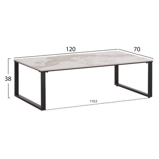 ΤΡΑΠΕΖΙ ΣΑΛΟΝΙΟΥ 2ΤΜΧ TERREN HM18365.01 ΜΕΤΑΛΛΟ--SINTERED STONE PANDORA 120x70x45Υεκ