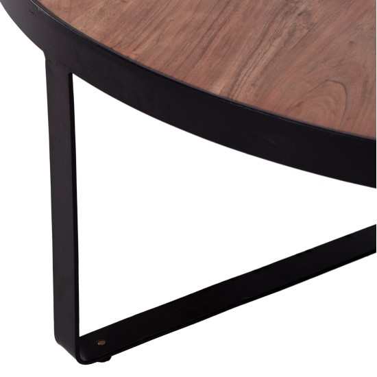 ΤΡΑΠΕΖΙ ΣΑΛΟΝΙΟΥ ATHARVA ΑΠΟ ΜΑΣΙΦ ΞΥΛΟ ΑΚΑΚΙΑΣ HM8461.11 Φ100x36Υ εκ.